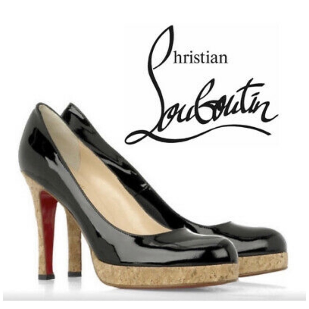 CHRISTIAN LOUBOUTIN Bruges Black Patent Cork 5.5